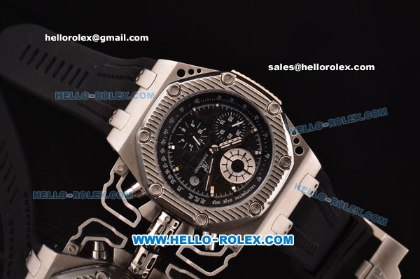 Audemars Piguet Survivor Chrono Swiss Valjoux 7750-DD Automatic Stainless Steel Case with Black Rubber Strap and Black Dial - Click Image to Close